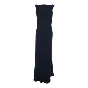 Antonelli Women Blue Long Dress With Draped Neckline In Tech Fabric Woman
